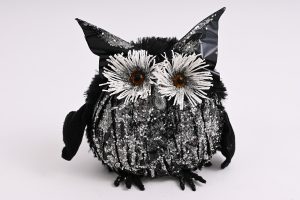 Sova čierno-strieborná 28x28x14cm