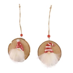 Drevená závesná ozdoba s Mikulášom 8,8x8,8x2,6cm – Obrázok 1