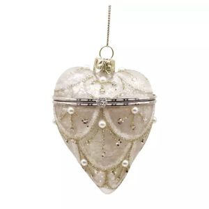 Sklenené otváracie srdiečka 8,5cm/Glass gold heart opening