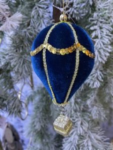 Dekoračný teplovzdušný balón modrý 18x8cm