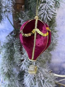 Dekoračný teplovzdušný balón burgundy 18x8cm