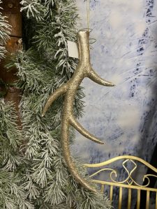 Zlatý glitrovaný jelení dekoračný paroh