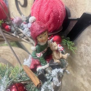 Adventný veniec na podstavci červený 41x50cm – Obrázok 4