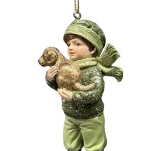 Zeleno zlatá vianočná figúrka na stromček 11cm 1ks