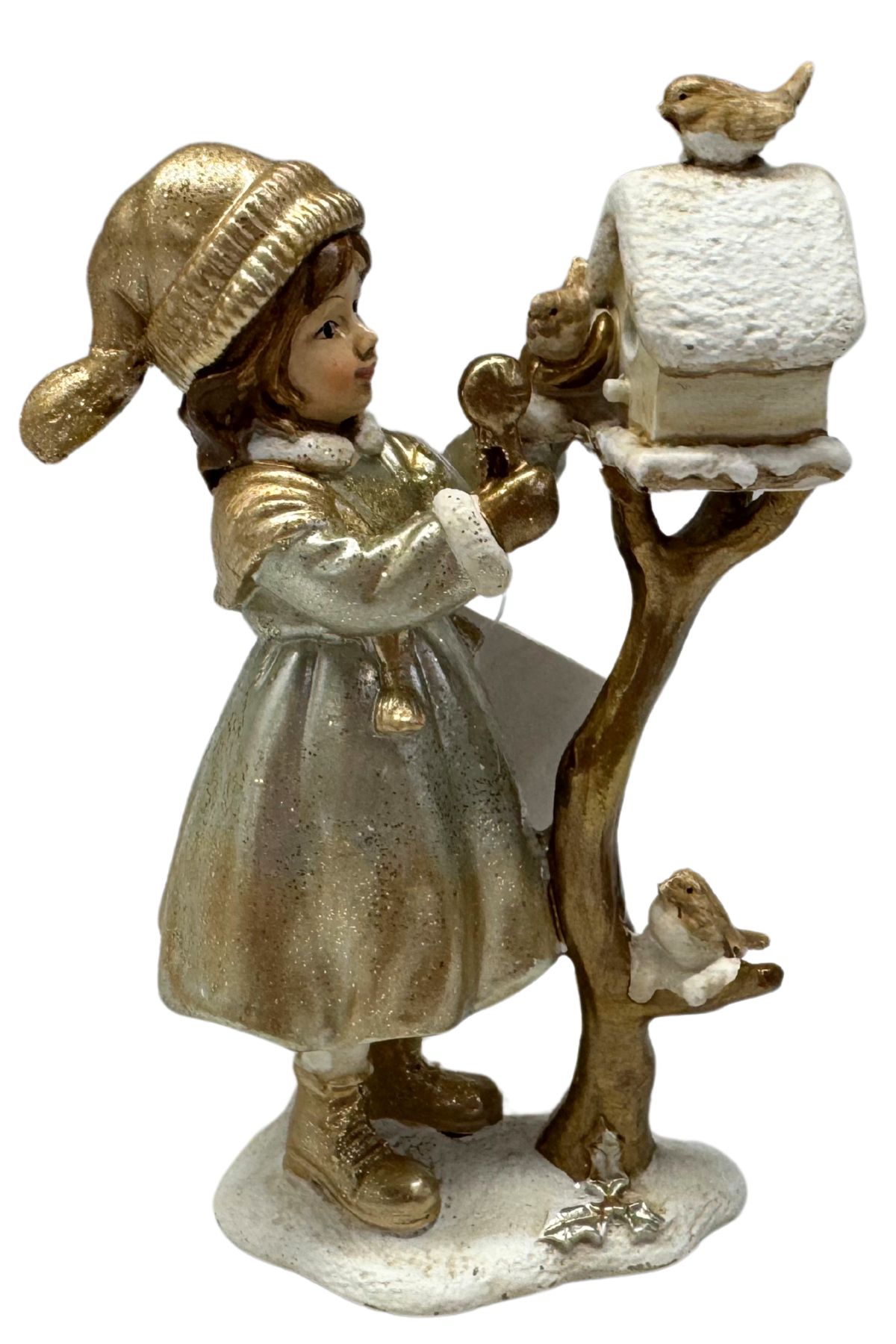 Bielo zlatá vianočná figúrka dievčatko 12cm