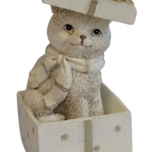 Bielo-zlatá vianočná mačička 10cm