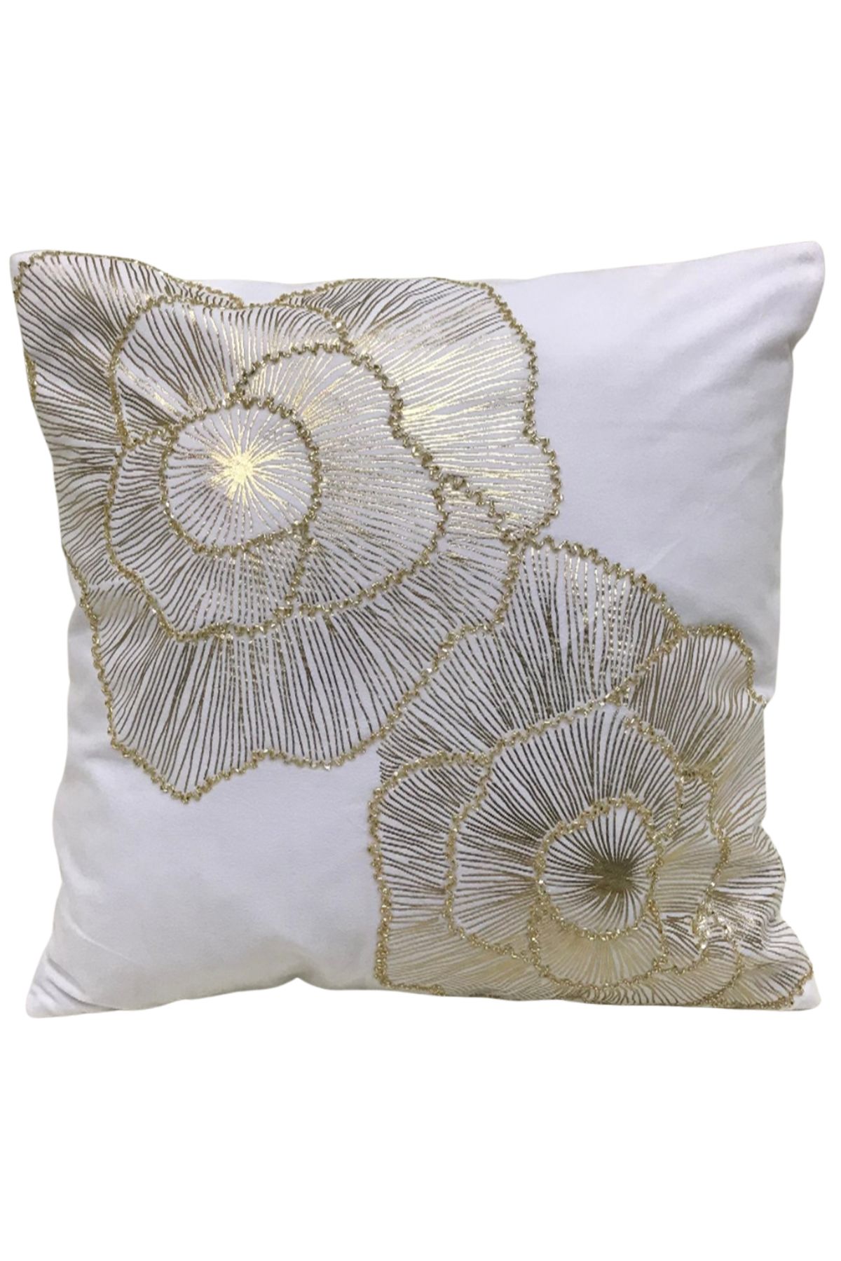 Biely zamatový vankúš s kvetmi 45cm