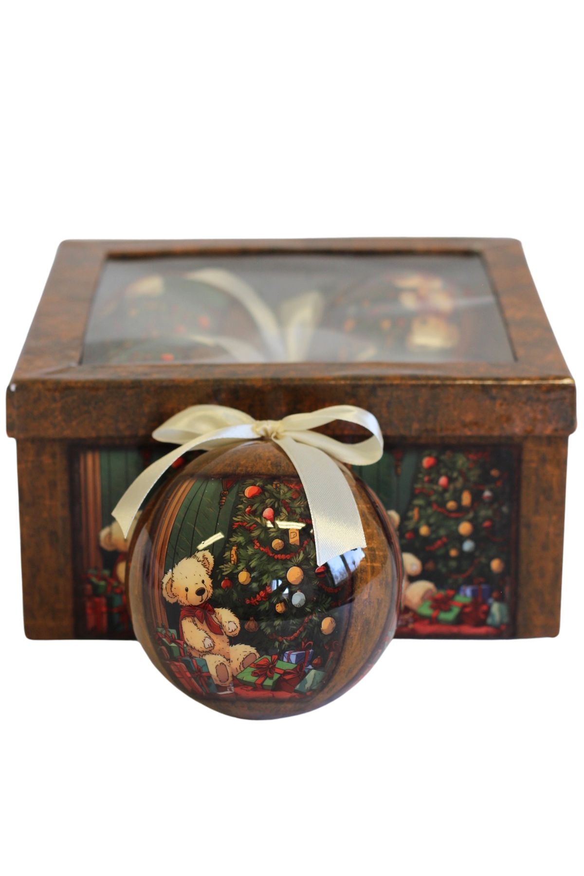 Vianočné gule s medvedíkom 10cm 4ks