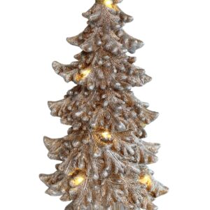 Zlatý keramický vianočný stromček s LED 39cm – Obrázok 1