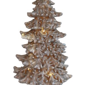 Zlatý keramický vianočný stromček s LED 49cm – Obrázok 1