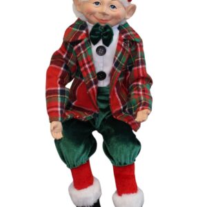 Zeleno červený vianočný škriatok 40cm