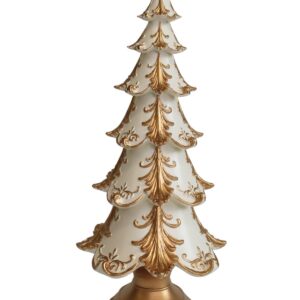 Krémovo zlatý vianočný stromček 40cm – Obrázok 1