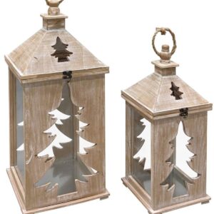 Drevený lampáš Stromčeky 26cmx26cmx60cm