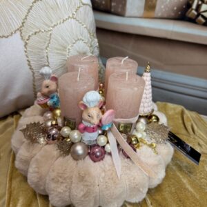 Adventný veniec Candy s myšami 27x18cm – Obrázok 1