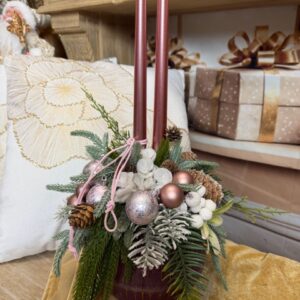 Ružovo.fialová vianočný aranžmán  31x46cm