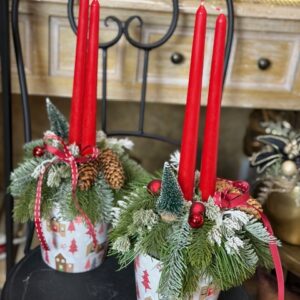 Červeno-zelený vianočný aranžmán 23x46cm