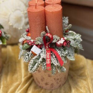 Adventný aranžmán s bronzovými sviečkami 19x25cm