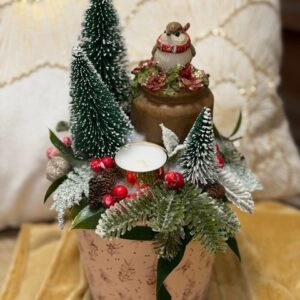 Vianočný aranžmán s vtáčikom 29x18cm