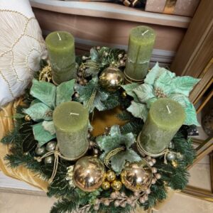 Zelený adventný veniec 55x26cm – Obrázok 1