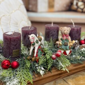 Adventný aranžmán s macíkom a koníkom 40x23x17cm – Obrázok 1