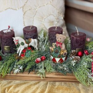 Adventný aranžmán s macíkom a koníkom 40x23x17cm – Obrázok 2