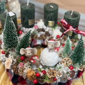 Adventný veniec s myšou 29x16cm