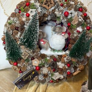 Vianočný veniec na dvere s myšou 28cm