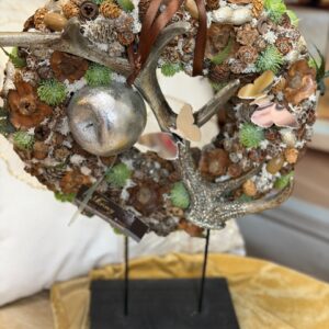 Veniec na dvere so starostrieborným parohom 33cm