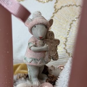 Plyšový adventný veniec s myškami 22x30cm – Obrázok 2