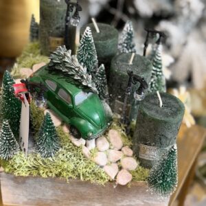 Adventný aranžmán zelený s autom 20x20x22cm – Obrázok 2