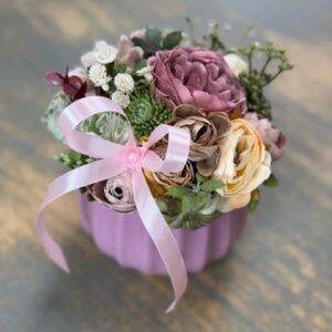 Celoročný aranžmán v ružovom črepníku 15x14x15 cm