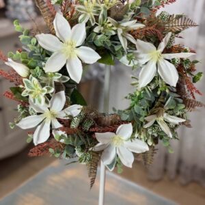 Veniec na dvere s magnóliou bielo-zelený 40cm