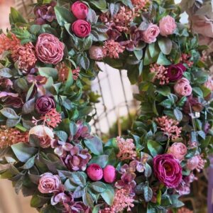 Jarný veniec fialovo-ružový 44cm