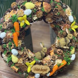 Jarný veniec zeleno-žltý so zajačikmi 29cm