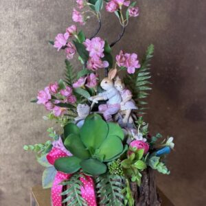 Romantická jazda - jarný aranžmán so zajačikmi 30x32x45cm – Obrázok 1