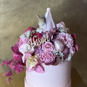 Sladká Veľká noc - aranžmán so zajačikom 28x27cm – Obrázok 1