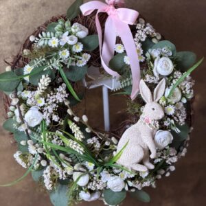 Jarný veniec na dvere so zajačikom 44cm