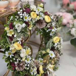 Žlto-fialový venček s vtáčikom – Obrázok 1