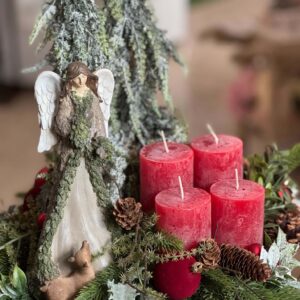 Adventný aranžmán lesný bordovo-zelený