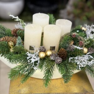 Adventný aranžmán v loďke krémový – Obrázok 1