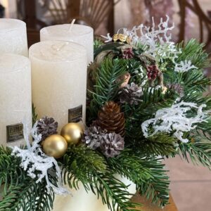 Adventný aranžmán v loďke krémový – Obrázok 2