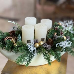 Adventný aranžmán v loďke krémový – Obrázok 5